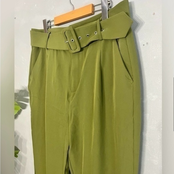 JASON WU | NWOT Green Pleated Waist Belted Pants - Size 12 - Picture 8 of 8